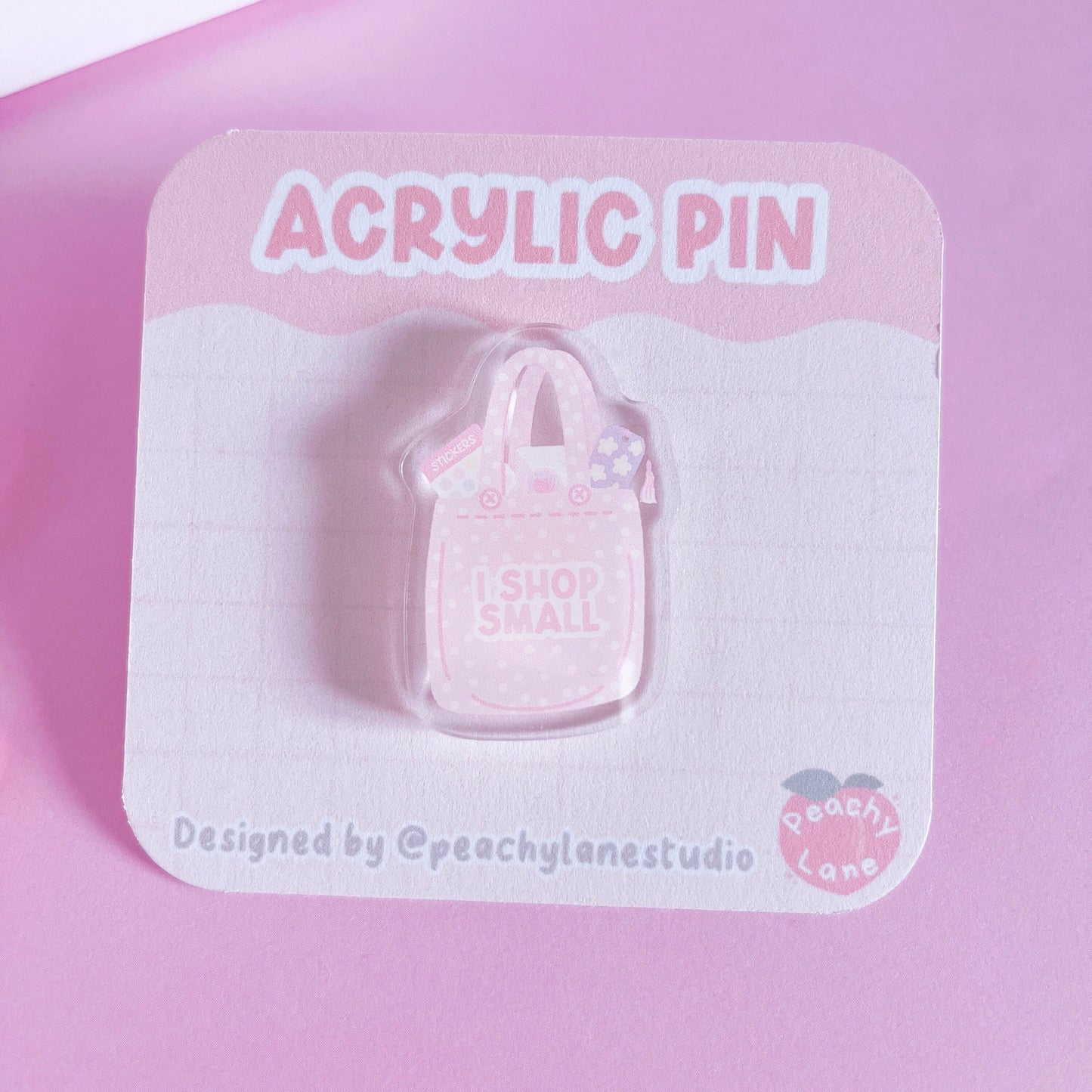 Shop Small Tote Bag Acrylic Pin