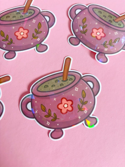 Witch Cauldron Holographic Shards Vinyl Sticker