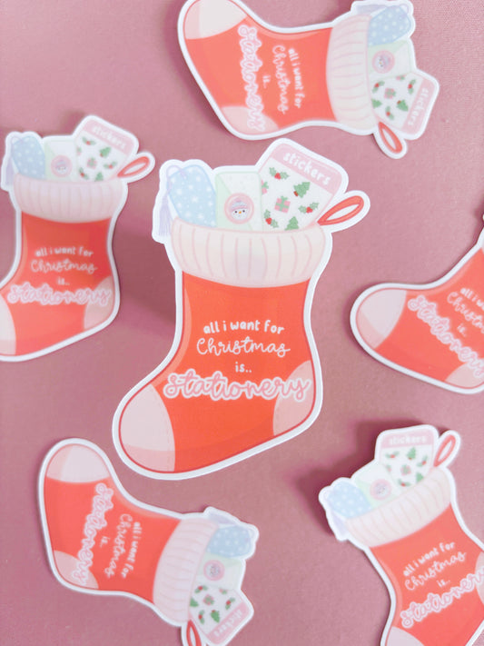 Christmas Stationery Stocking Vinyl Sticker