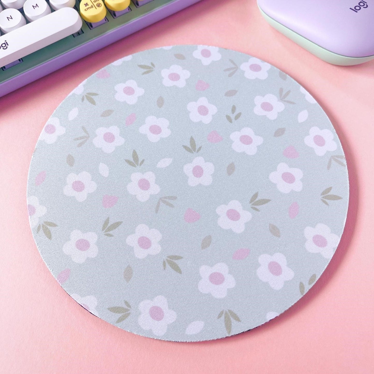 Green Floral Mouse Mat