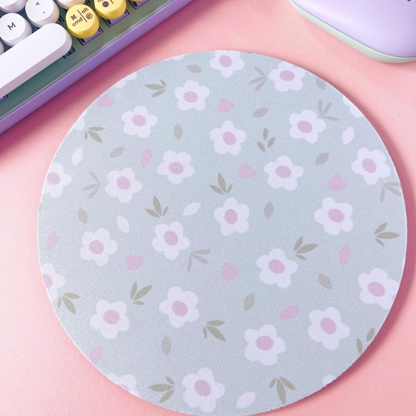 Green Floral Mouse Mat