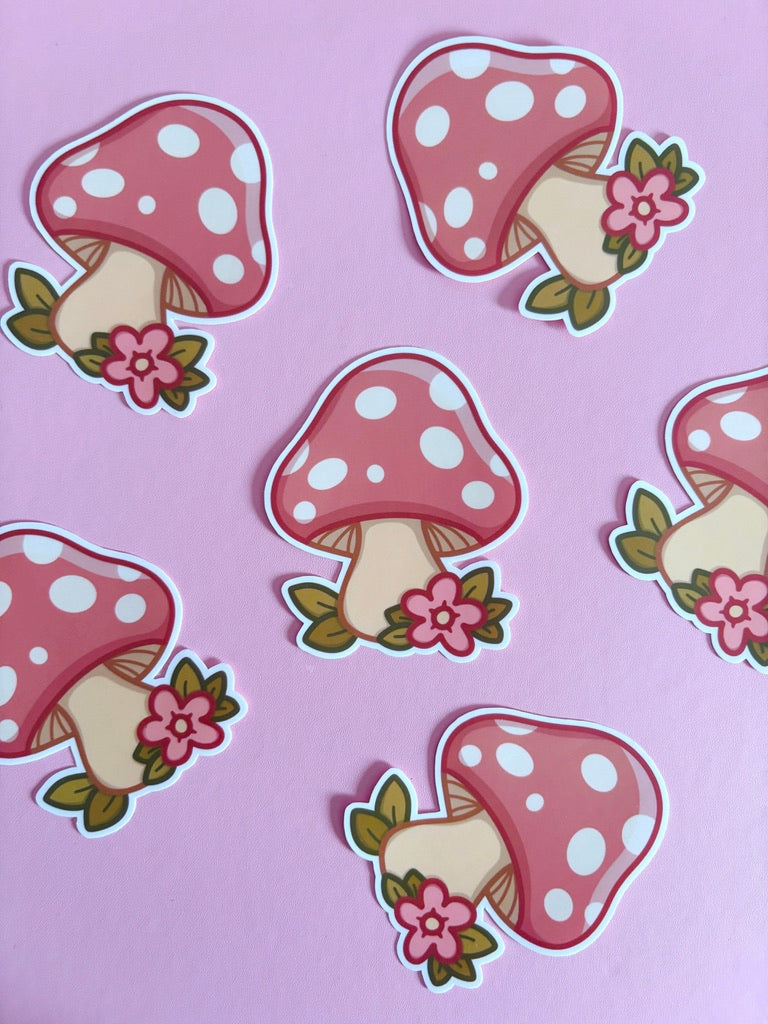 Floral Mushroom Vinyl Sticker