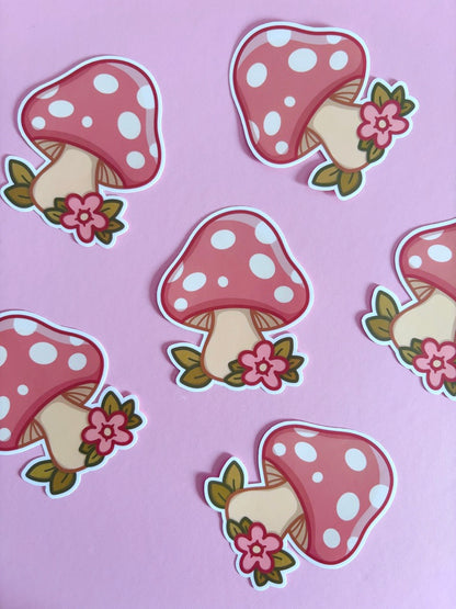 Floral Mushroom Vinyl Sticker
