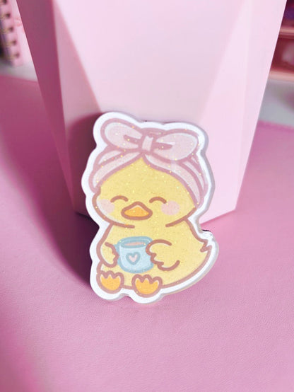 Self Care Duck Glitter Acrylic Magnet
