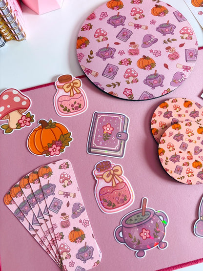 Autumn Witch Pattern Handmade Bookmark