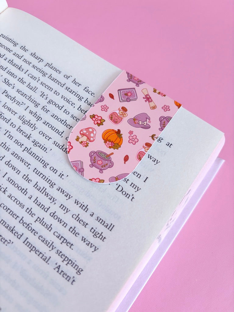 Autumn Witch Pattern Magnetic Bookmark