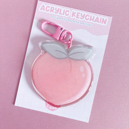 Peach Glitter Acrylic Keychain