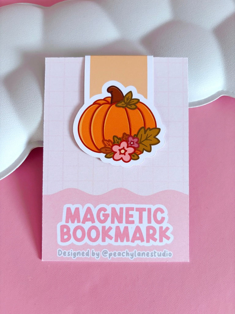 Floral Pumpkin Magnetic Bookmark