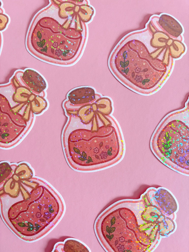 Autumn Floral Potion Holographic Glitter Vinyl Sticker