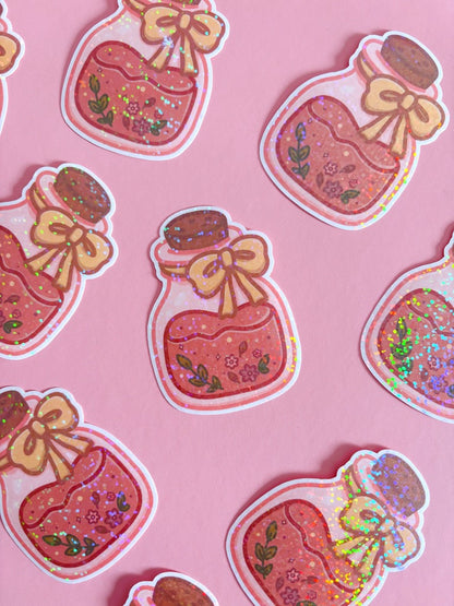 Autumn Floral Potion Holographic Glitter Vinyl Sticker