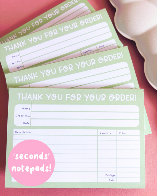 SECONDS SALE Green Small Business Invoice Notepad A6