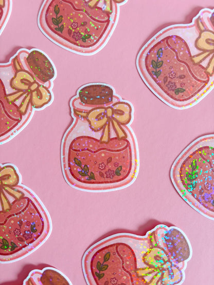 Autumn Floral Potion Holographic Glitter Vinyl Sticker
