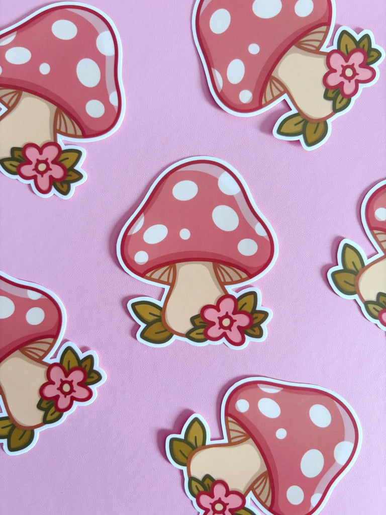 Floral Mushroom Vinyl Sticker
