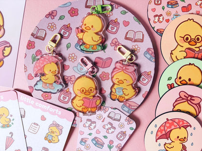 Puddle Days Duck Glitter Acrylic Keychain