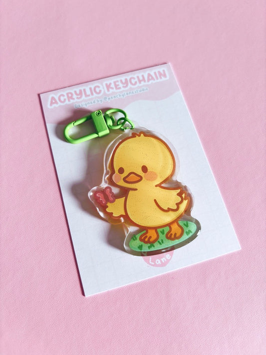 Nature Friend Duck Glitter Acrylic Keychain