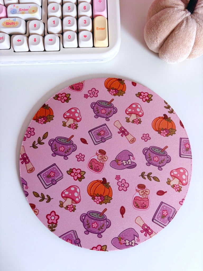 Autumn Witch Pattern Mouse Mat