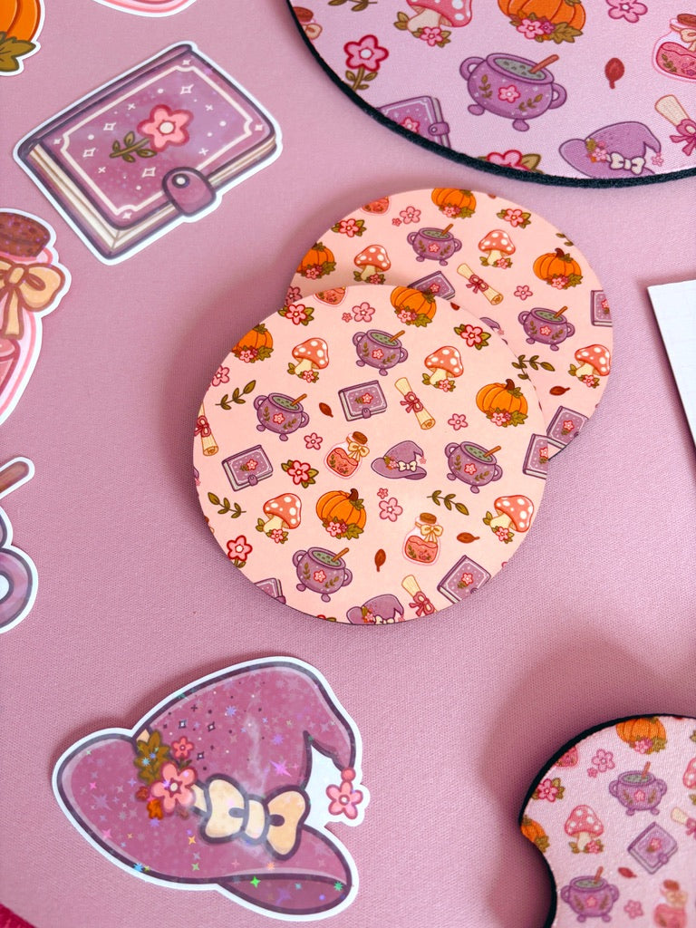Autumn Witch Pattern Coaster