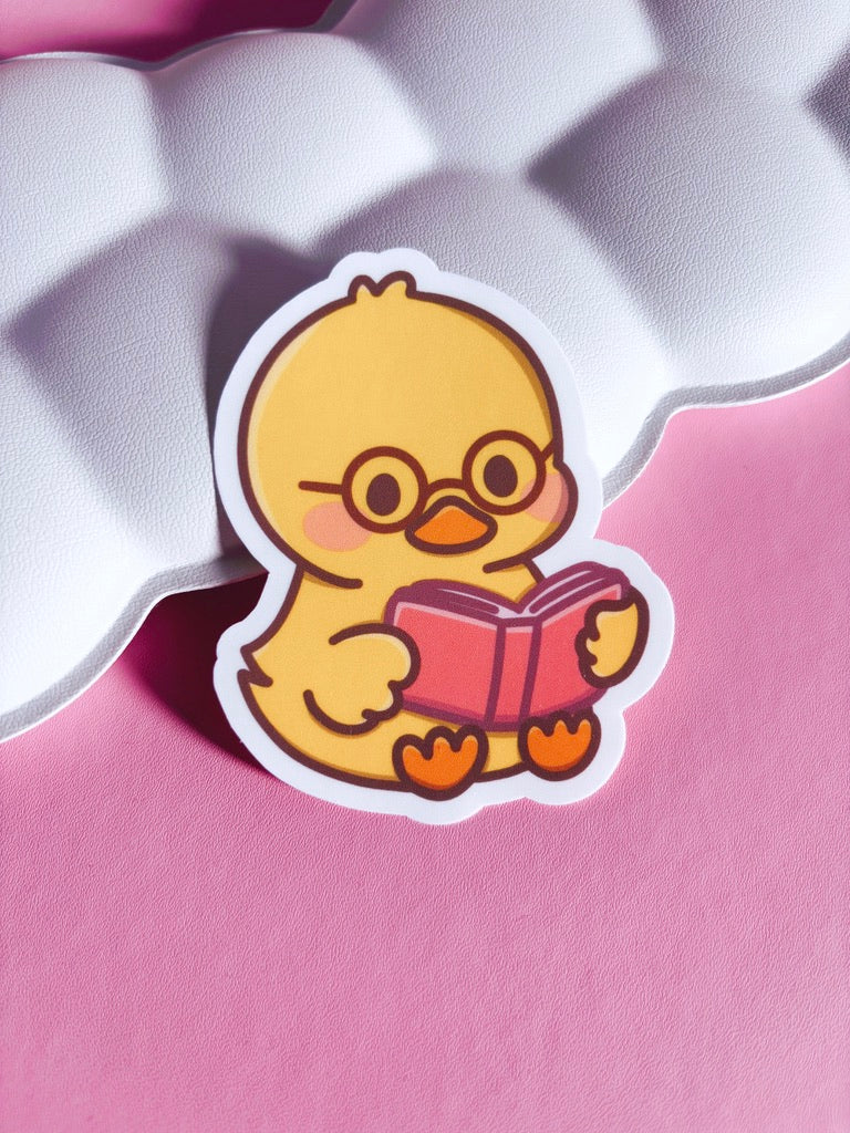Cosy Reader Duck Vinyl Sticker