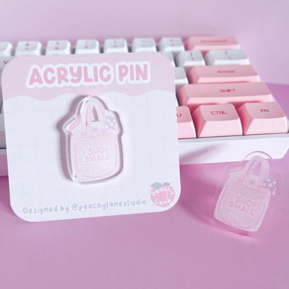 Shop Small Tote Bag Acrylic Pin