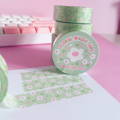 Green Floral Washi Tape