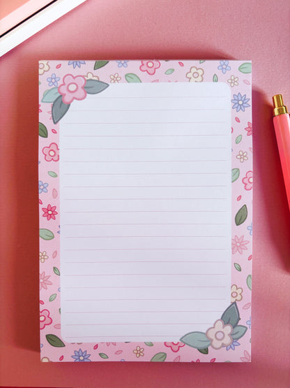 Floral Illustration Lined A5 Notepad