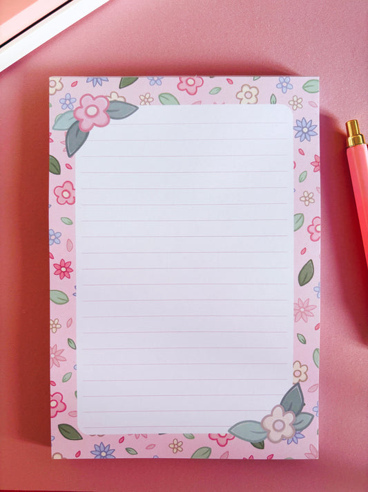 Floral Illustration Lined A5 Notepad