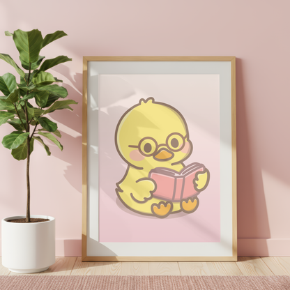 Cosy Reader Duck Art Print