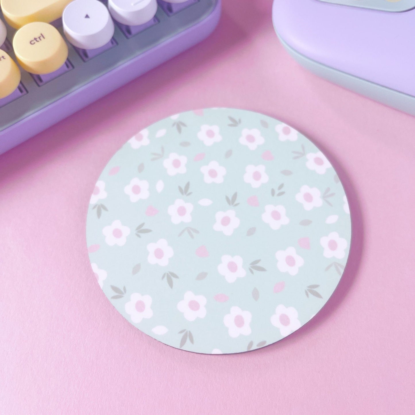 Green Floral Coaster