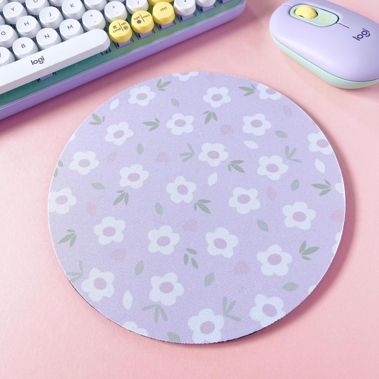 Pink Floral Mouse Mat
