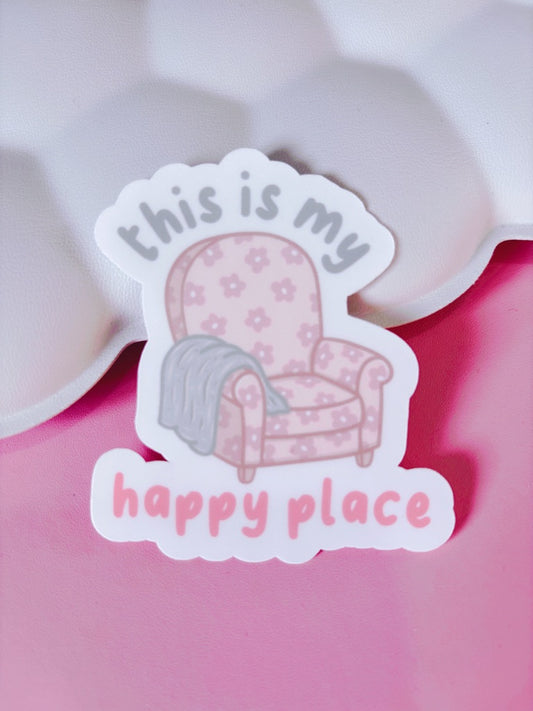 Cosy Armchair This Is My Happy Place Vinyl Sticker