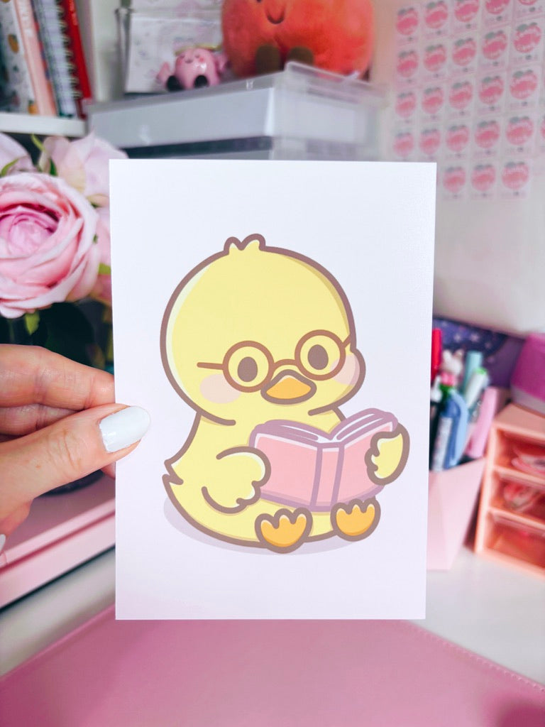 Cosy Reader Duck Art Print