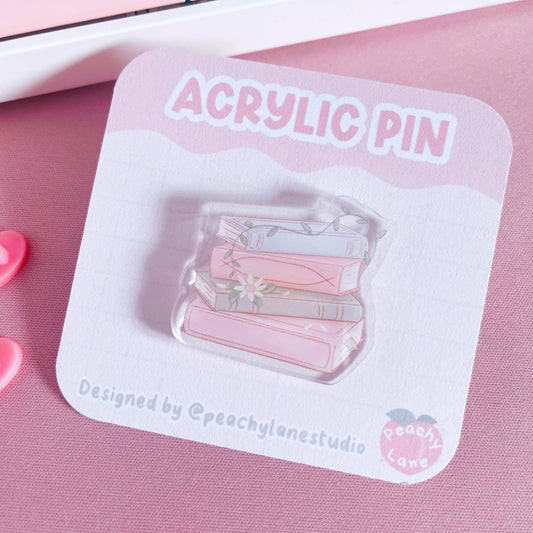 Book Stack Acrylic Pin