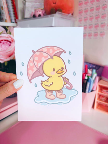 Puddle Days Duck Art Print