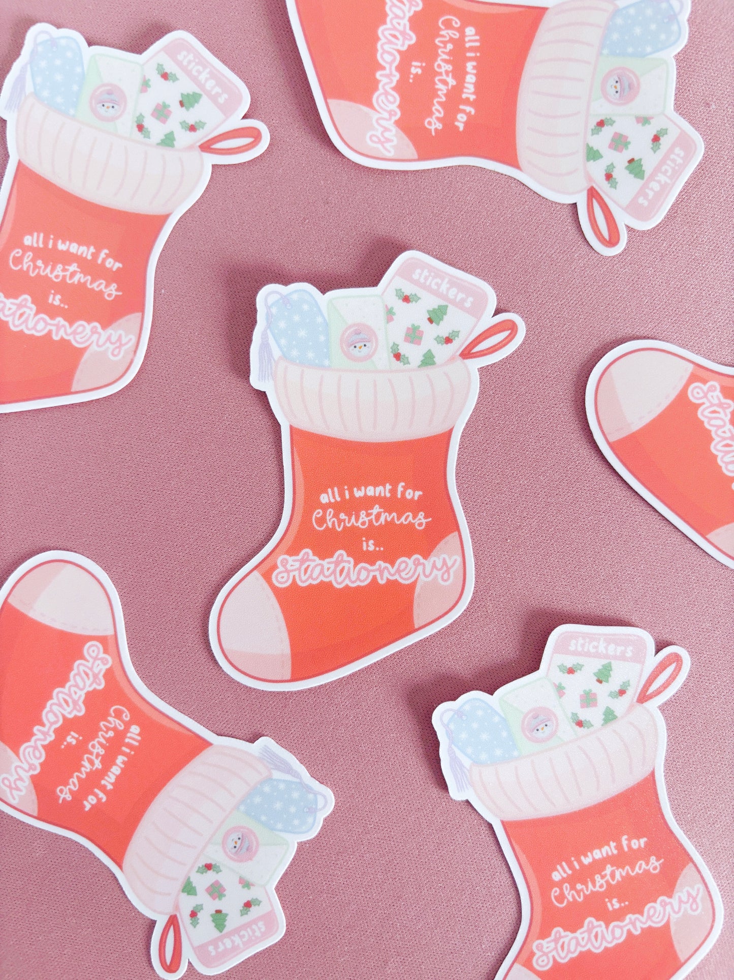 Christmas Stationery Stocking Vinyl Sticker