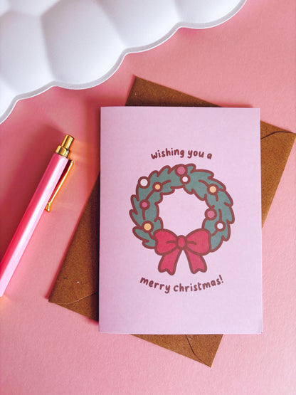 Wreath Christmas Card With Envelope