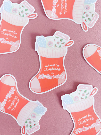 Christmas Stationery Stocking Vinyl Sticker