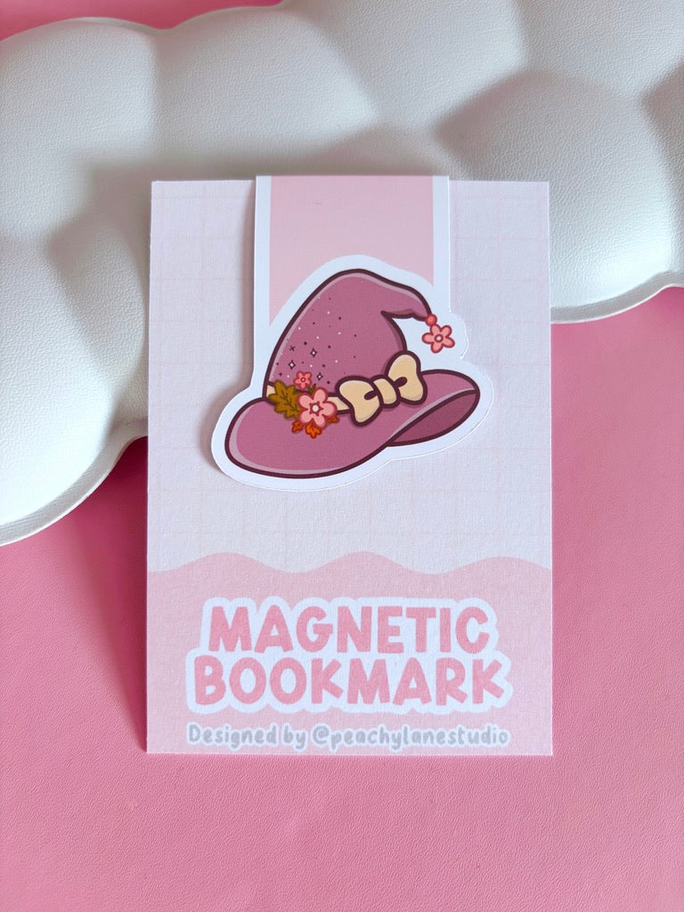 Floral Witch Hat Magnetic Bookmark