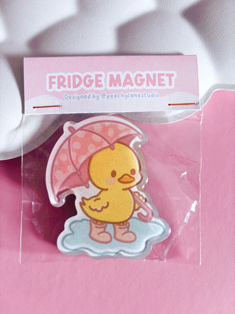 Puddle Days Duck Glitter Acrylic Magnet