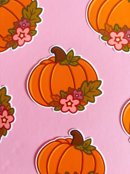 Floral Pumpkin Vinyl Sticker