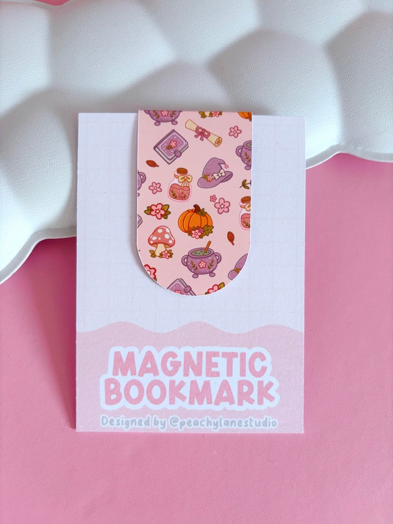 Autumn Witch Pattern Magnetic Bookmark