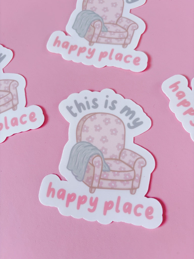Cosy Armchair This Is My Happy Place Vinyl Sticker