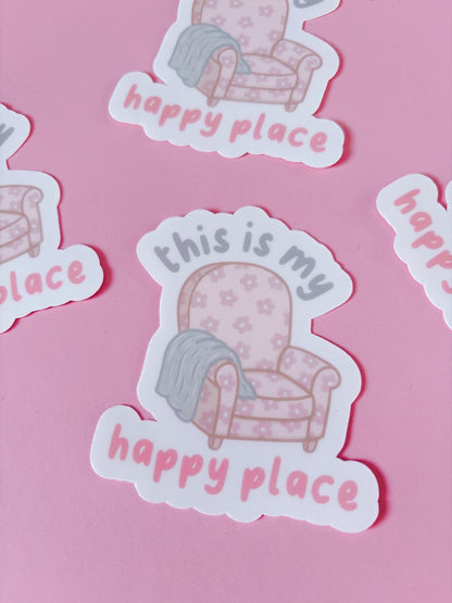 Cosy Armchair This Is My Happy Place Vinyl Sticker
