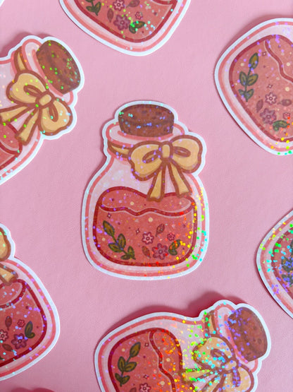 Autumn Floral Potion Holographic Glitter Vinyl Sticker