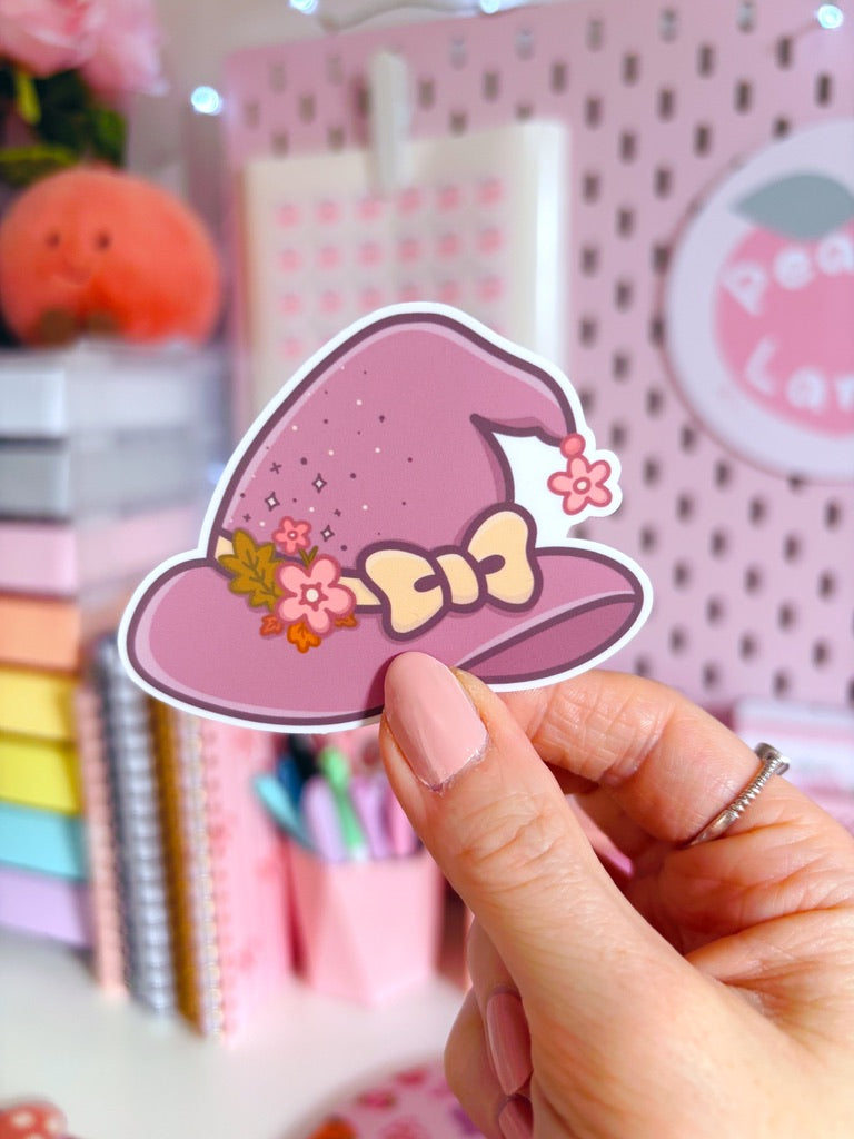 Floral Witch Hat Vinyl Sticker