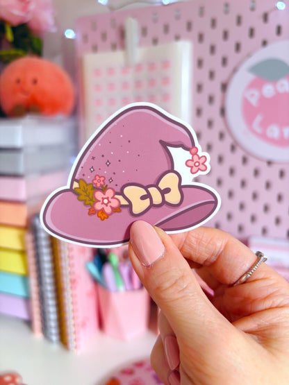 Floral Witch Hat Vinyl Sticker