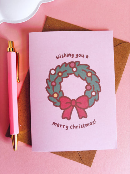 Wreath Christmas Card With Envelope