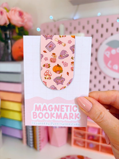Autumn Witch Pattern Magnetic Bookmark