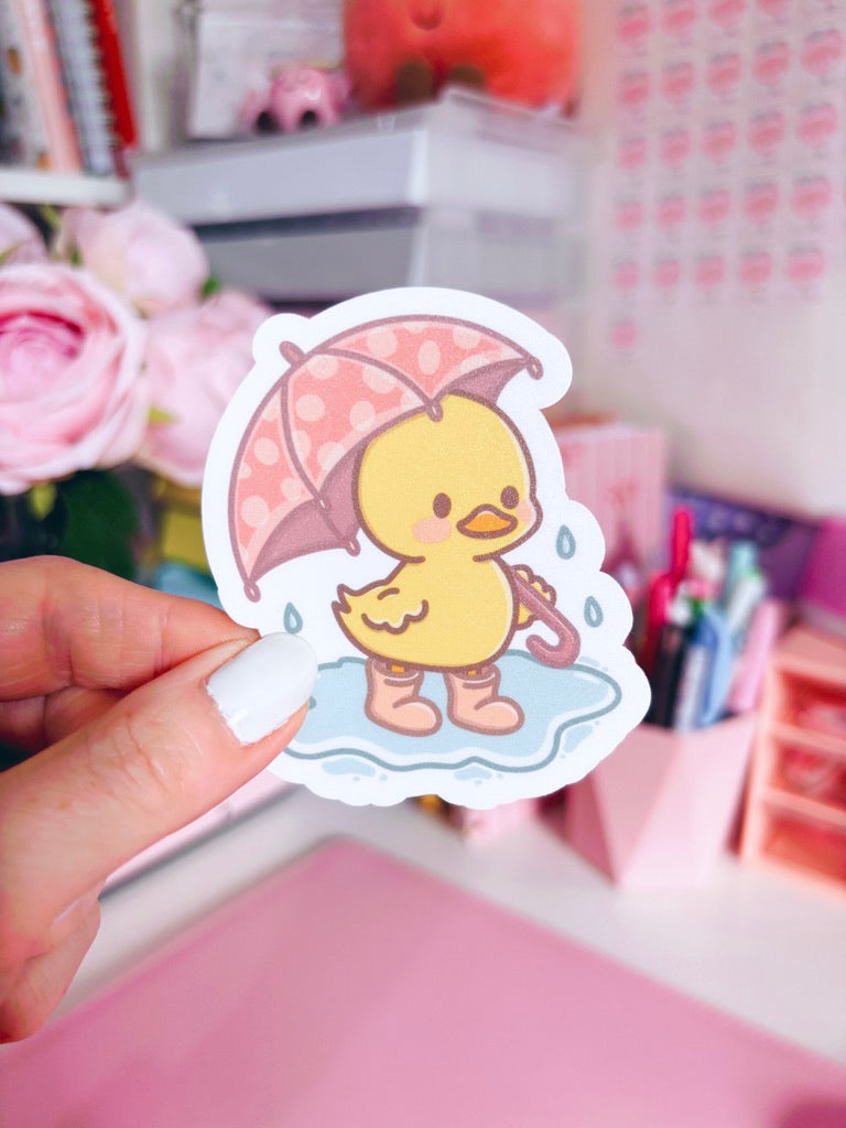 Puddle Days Duck Vinyl Sticker