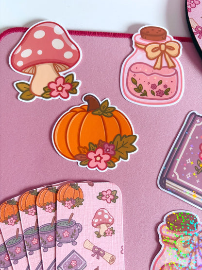 Floral Pumpkin Vinyl Sticker