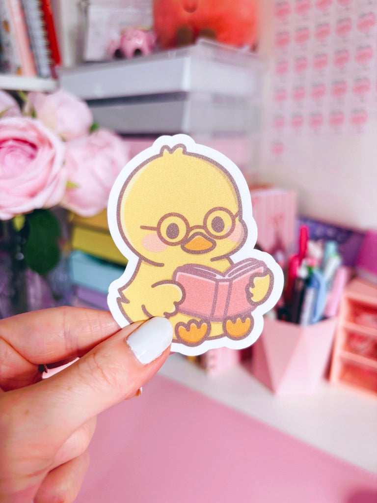 Cosy Reader Duck Vinyl Sticker